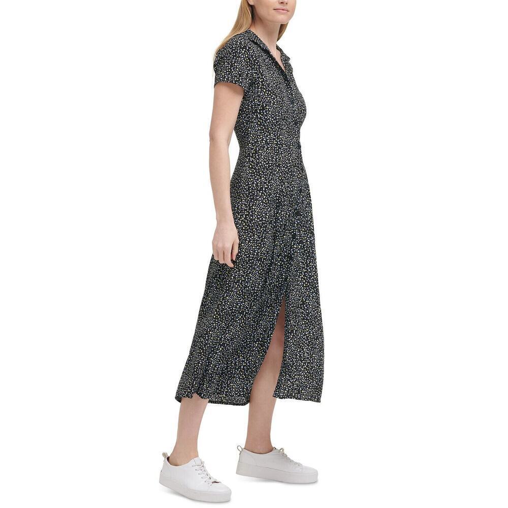 JR154 Calvin Klein Jeans Printed Crepe Shirtdress Size Large - Picture 4 of 4